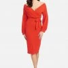 JUMP Off Shoulder Puff Sleeve Pencil Dress Best Sellers