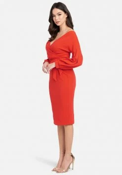 JUMP Off Shoulder Puff Sleeve Pencil Dress Best Sellers