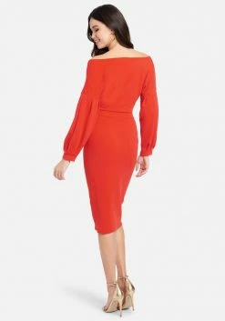 JUMP Off Shoulder Puff Sleeve Pencil Dress Best Sellers
