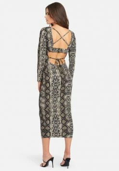 JUMP Printed Open Back Ankle Dress
