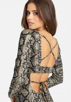 JUMP Printed Open Back Ankle Dress