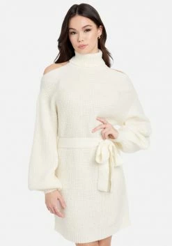 JUMP Cold Shoulder Halter Sweater Dress