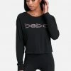 ONE STEP UP BOL Bebe Logo Sequin Long Sleeve Top