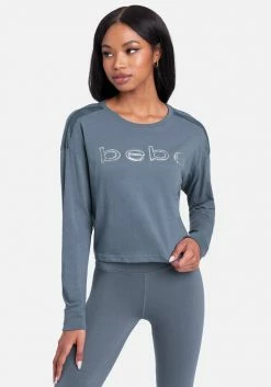 ONE STEP UP BOL Bebe Logo Sequin Long Sleeve Top