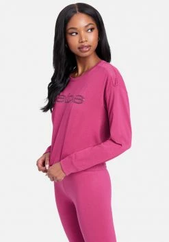 ONE STEP UP BOL Bebe Logo Sequin Long Sleeve Top