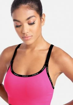 ONE STEP UP BOL Bebe Sport Contrast Logo Racerback Sport Bra