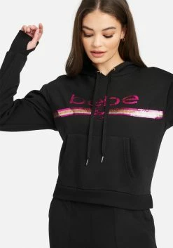 ONE STEP UP BOL Logo Bebe Sport Sequin Stripe Pullover
