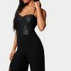 Night Out Faux Leather Open Leg Jumpsuit