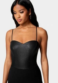 Night Out Faux Leather Open Leg Jumpsuit
