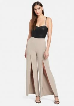 Faux Leather Open Leg Jumpsuit