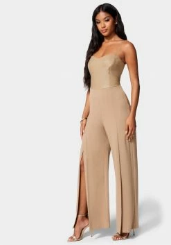 Night Out Faux Leather Open Leg Jumpsuit