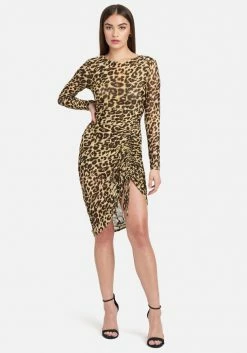 JUMP Bridal Long Sleeve Mesh Ruched Dress