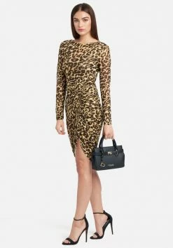 JUMP Bridal Long Sleeve Mesh Ruched Dress