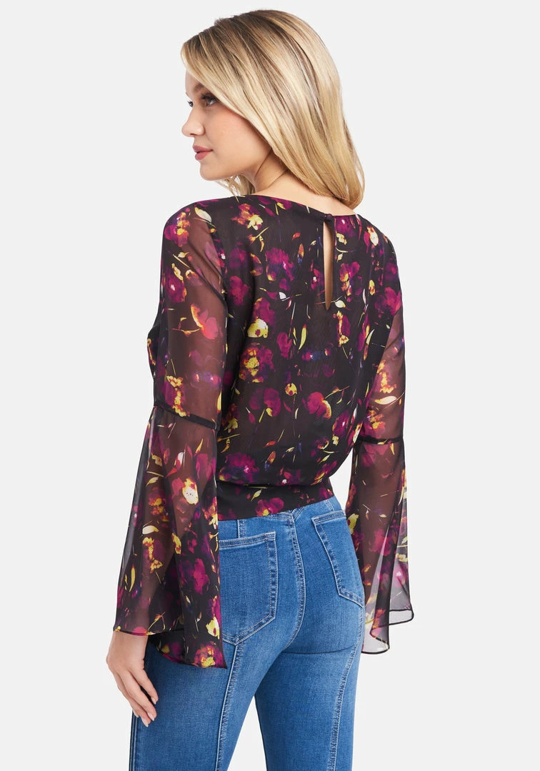 TC Bell Sleeve Chiffon Key Hole Blouse 3 TC Bell Sleeve Chiffon Key Hole Blouse