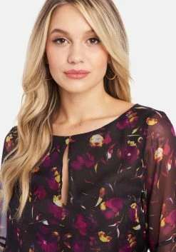 TC Bell Sleeve Chiffon Key Hole Blouse 8 TC Bell Sleeve Chiffon Key Hole Blouse