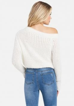 TC Off Shoulder Open Knit Sweater Top Best Sellers