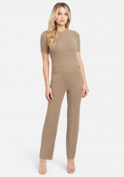 TC Soft Yarn Open Knit Short Sleeve Sweater Top