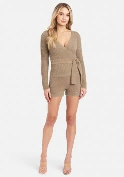 TC Soft Yarn Open Knit Surplice Sweater Top