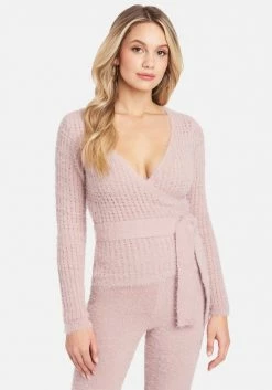 TC Soft Yarn Open Knit Surplice Sweater Top Clothing