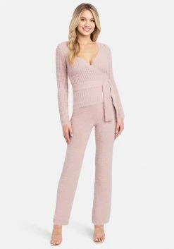 TC Soft Yarn Open Knit Surplice Sweater Top Clothing