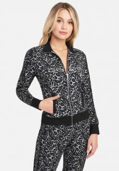 TC Bebe Logo Leopard Printed Zip Up Jacket