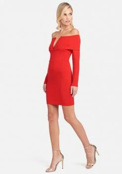 JUMP Clothing Off Shoulder V Neck Mini Dress