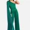 One Shoulder Cape Sleeve Jumpsuit