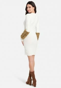 JUMP Faux Fur Cuff Sweater Dress Clothing 7 JUMP Faux Fur Cuff Sweater Dress Clothing