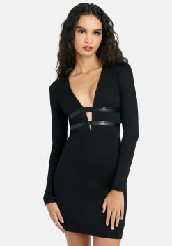 JUMP Vegan Leather Banded Mini Dress