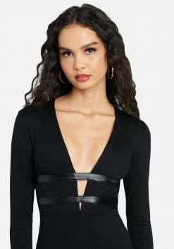 JUMP Vegan Leather Banded Mini Dress
