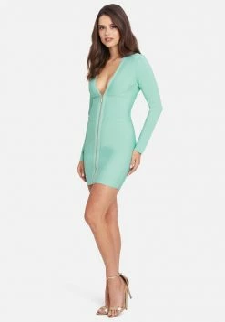 JUMP Bandage Dresses Corset Long Sleeve Bandage Dress