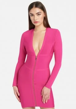 JUMP Bandage Dresses Corset Long Sleeve Bandage Dress