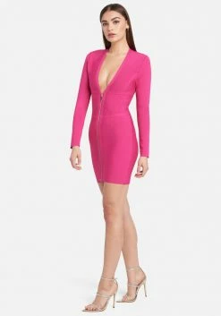 JUMP Bandage Dresses Corset Long Sleeve Bandage Dress