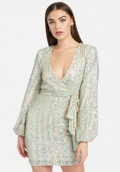 JUMP Sequin Tie Front Dress Print Shop
