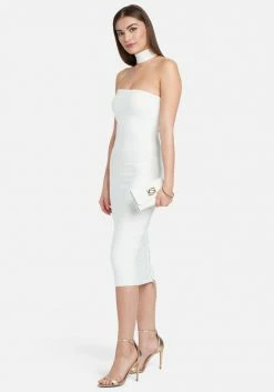JUMP Choker Neck Bandage Midi Dress