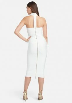 JUMP Choker Neck Bandage Midi Dress