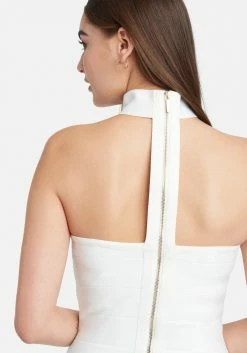 JUMP Choker Neck Bandage Midi Dress