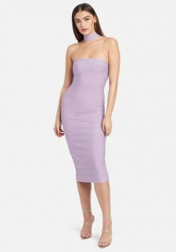 JUMP Bandage Dresses Choker Neck Bandage Midi Dress