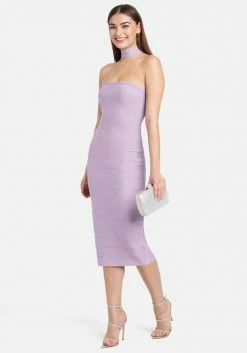 JUMP Bandage Dresses Choker Neck Bandage Midi Dress