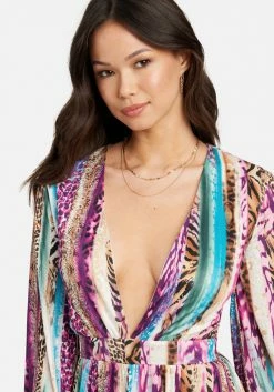 JUMP Print Shop Deep V Printed Maxi Dress