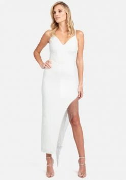 JUMP Fringe Detail High Slit Dress Bridal