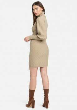 JUMP Puff Sleeve Quilted Sweater Dress Clothing