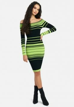 JUMP Print Shop Geo Stripe Neon Sweater Dress