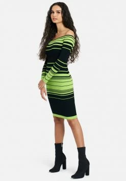 JUMP Print Shop Geo Stripe Neon Sweater Dress