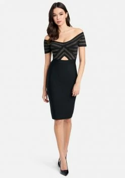 JUMP Off Shoulder Bandage Midi Dress Bandage Dresses