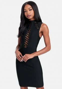 JUMP Lace Up Bandage Dress