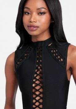 JUMP Lace Up Bandage Dress