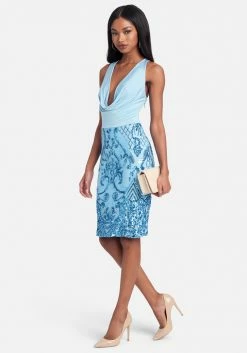 JUMP Bridal Drapey Sequin Dress