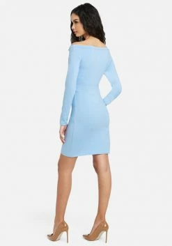 JUMP Off Shoulder Button Knit Mini Dress Clothing 7 JUMP Off Shoulder Button Knit Mini Dress Clothing