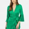 JUMP Flounce Satin Wrap Dress